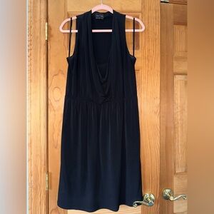 Max & Cleo Sz L Black Sleeveless V-Neck Dress Jersey Knit Stretch